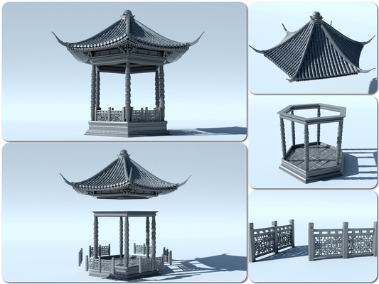 chinês construção casas china japão têmpora alto poli coréia casa 3d print model - Mito3D
