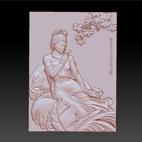 chino clásico beauty art china oriental traditional character womanbeauty girl nude decorative paintings bas-relief cnc 3d artcam sculpture statue 3D print model - Mito3D