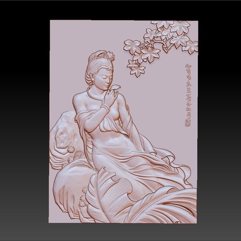 chinês clássico beauty art china oriental traditional character womanbeauty girl nude decorative paintings bas-relief cnc 3d artcam sculpture statue 3D print model - Mito3D