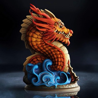 chinese dragon bust pre-supported 3d print model - Mito3D