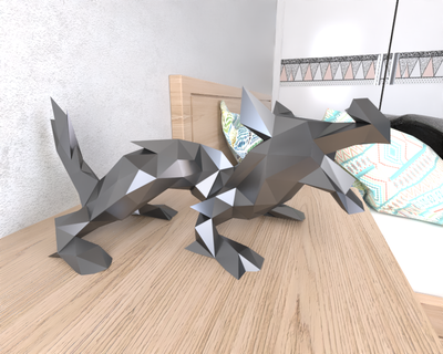 Cinese Drago lowpoly animale geometrico origami arte scultura statua sfaccettato decorativo modello parete Basso poli fantasia 3d print model - Mito3D