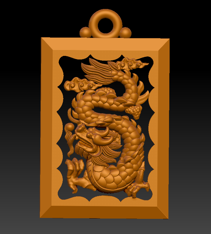 chinese dragon pendant 3d print model jewelry art china gold fantasy asian beast models sculpture architectural monster necklaces 3D print model - Mito3D