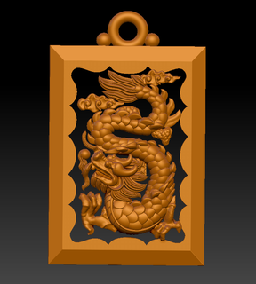 Cinese Drago pendente 3d Stampa modello gioielleria arte Cina oro fantasia asiatico bestia Modelli scultura architettonico mostro collane 3d print model - Mito3D