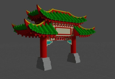 chinese gate china chinesse oriental dragon lion 3d print model - Mito3D
