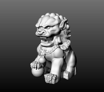 chinois Gardien Lion statue pendentif décoration Chine sculpture bijou bijoux or argent sterling ancien conception art pendentifs 3d print model - Mito3D