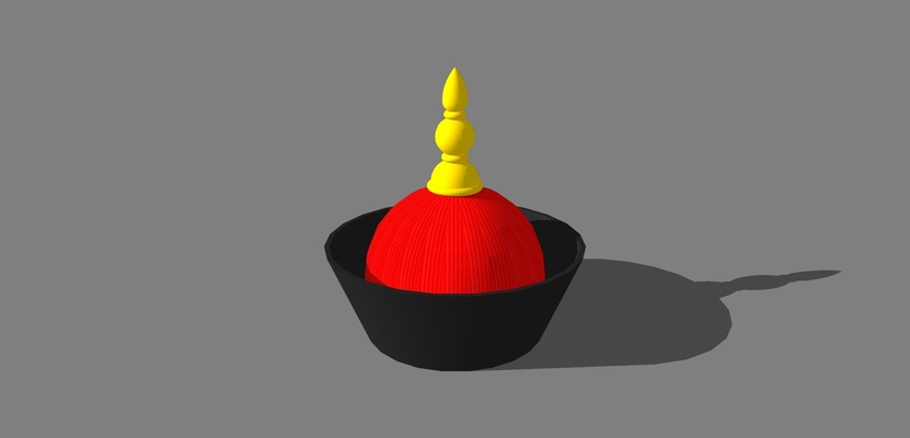 chinese qing dynasty emperor winter hat 3d print model - Mito3D
