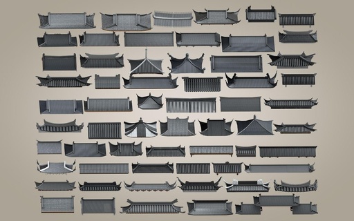 Chinesisch Stil Traufe Gebäude Dach uralt 3d Modell retro Geschichte ming Qing Haus Architektur Struktur architektonisch Ingenieurwesen 3d print model - Mito3D