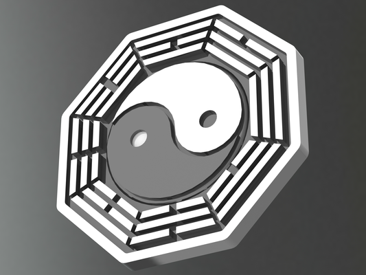 chinesisch taiji bagua china yin yang philosophie kosmologie meditation astrologie geographie geomantie astronomie divination dekorativ kunst hexagram zeichen logos 3d print model - Mito3D