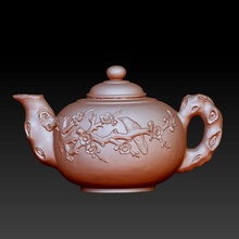 bule de chá chinês a arte china oriental tradicionais zen escultura 3d printable textura ameixa flores 3d print model - Mito3D