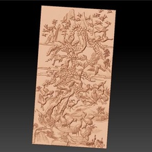 chinese traditional woodcarving art animal birds cranes ornament decoration 3d wall paintings china phoenix cnc engraving bas-relief mold artcam scenery flowers scape trees mountains 3d print model - Mito3D