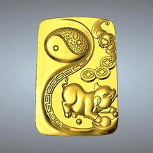 ching tai chizodiac pingente de 12 porco jóias 3d print model - Mito3D