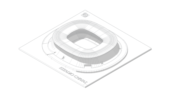 chivas estadio Akron v1 fútbol guadalajara mexico arquitectura 3d print model - Mito3D