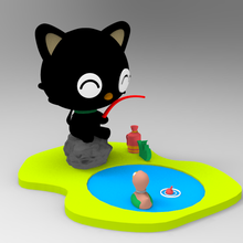 Chococat Balık tutma arkadaş Yavru kedi 3d Yazdır model Sanat siyah gölet Kaya ördek senaryo çimen yavrusu Evcil Hayvan Su 3d print model - Mito3D