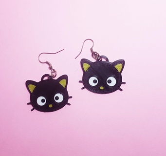 chococat ring earring hoops hello kitty sanrio kawai cute adorable earrings 3d print model - Mito3D