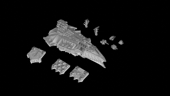 chorale classe lumière croiseur chaos bfg wargaming Battlefleet gothique vaisseau spatial modélisation espace flotte milliard soleil dropfleet commandant 3d print model - Mito3D