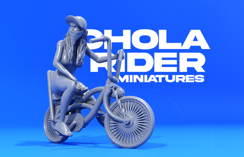 chola jinete rueda bicicleta figura personas Arte gángster chicanas pandilla miembro tripulación miniatura escala diorama miniaturas figuritas 3d print model - Mito3D