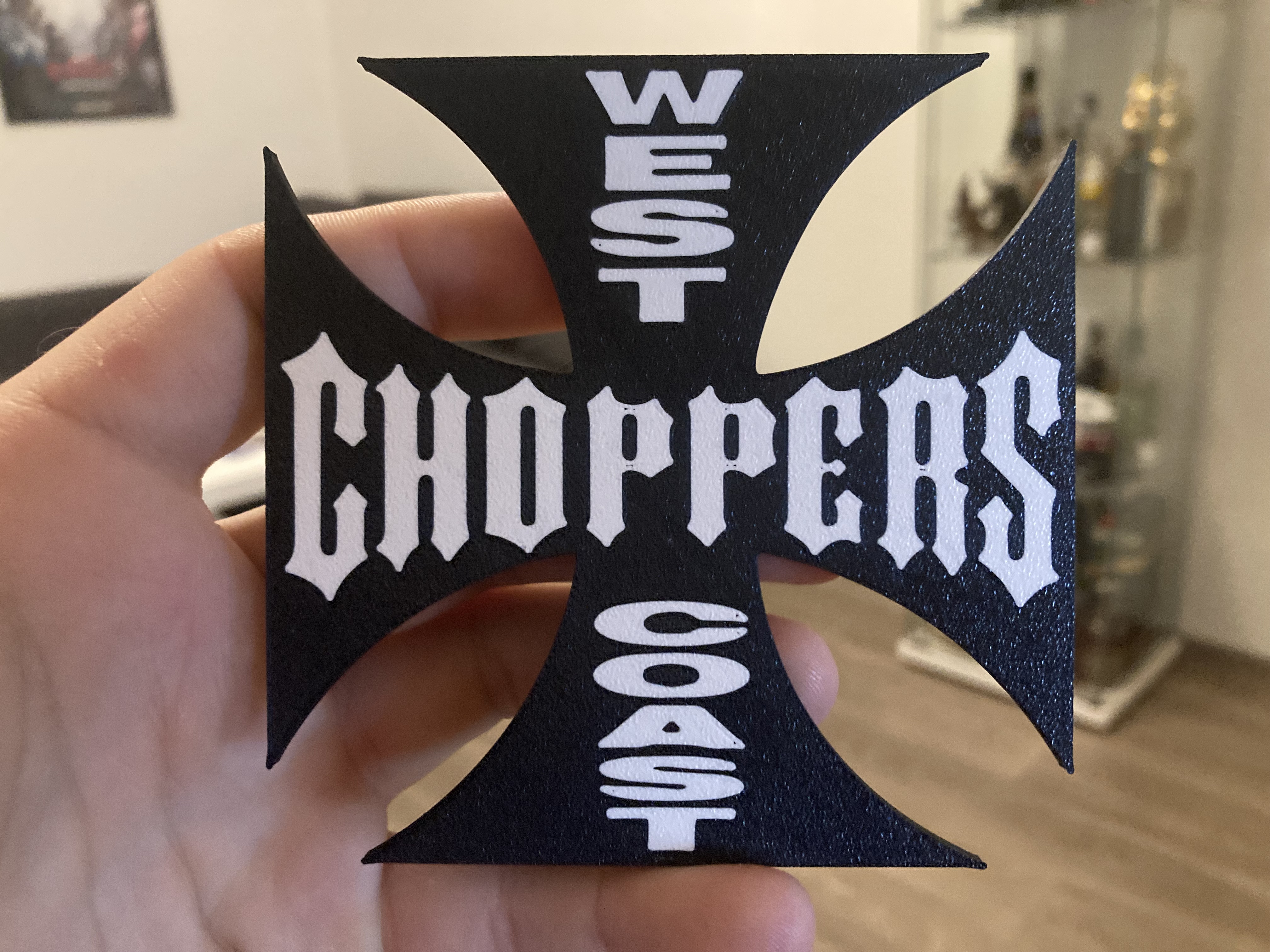 choppers west coast art chopper motorcycle logo east cross 3D print model - Mito3D