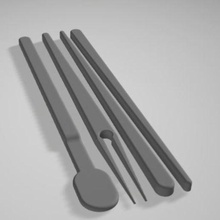 pauzinhos + garfo colher sorvete ferramenta talheres experimentar teste Diversão brinquedo arte 3d print model - Mito3D