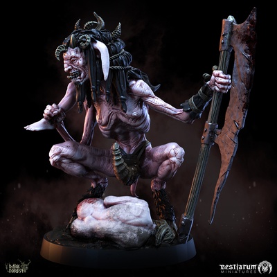 chort juego demonio hacha bestia oscuro bosque horror miniaturas rpg guerra sátiro corrupto pueblo hombre 5e baphomet sombrío animales salmo prohibido terror popular 3d print model - Mito3D