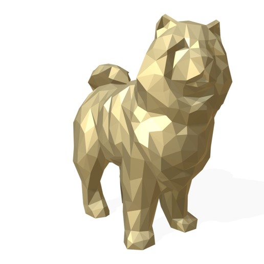 chowchow dog figure game art gift print jewelry lowpoly pendants 3dprint animal decor figurine interior chow-chow chow design miniatures sculpture statue toy cartoon papercraft origami 3D print model - Mito3D