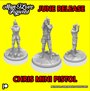 chris redfield gun mini games tabletops miniatures stl resin printer male resident evil 3d print model - Mito3D