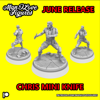 chris redfield knife mini games tabletops miniatures stl resin printer male resident evil 3d print model - Mito3D