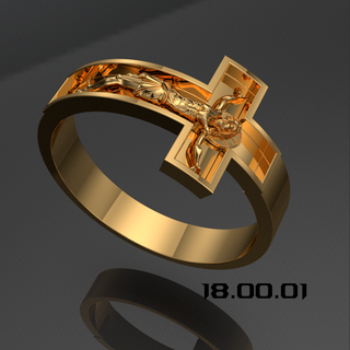 Christ bague or argent bijoux diamants pierres Jésus jose maria émeraude 3d print model - Mito3D