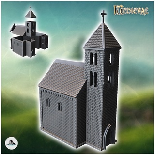 christian chapel hewn stone tiled roof gothic-style entrance door 4 - medieval ww2 ww1 world war diaroma wargaming rpg mini hobby Game building architecture tabletop miniatures scenery wargame game terrain accessories normandy west two contempory flames yankee walking crisis bolt 3d print model - Mito3D