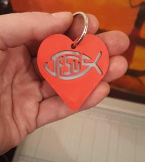 Hıristiyan balık sembol anahtar yüzük anahtarlık isa din Aşk Barış İsa Tanrı kalp 3d print model - Mito3D
