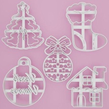 christmas 11 cookie cutter set 5pcs cookies holiday gingerbread snow tree gift ornament reindeer santa claus 3d print model - Mito3D