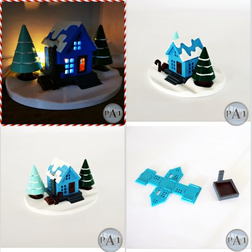 christmas accessories foldable mini house gadget print place cute decoration light village snow calibration 3D print model - Mito3D