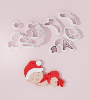 Noel bebek uyuyor kurabiye kesici çeşitli kesiciler tasarımlar pişirme araçlar hamur işi şeker macunu özel kendin yap mevsimlik yeni yıl Etkinlik Baba madde araba 3d print model - Mito3D