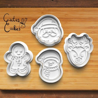 christmas bow cookie cutter set 0475 present gift love xmas baking fondant clay anniversary birthday stamp polymer embosser commercial license patreon santa rudolph snowman gingerbread man 3d print model - Mito3D