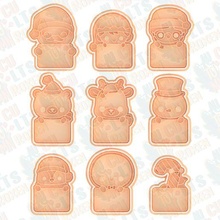 christmas characters plaques cookie cutter set 9 stamp cookies cutters tree gifts holiday year gingerbread man decoration toys santa 3d print model - Mito3D