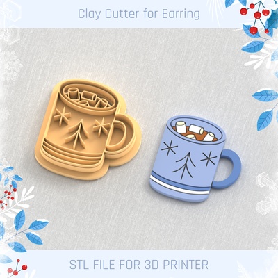 christmas clay cutter winter earring cutters mini 3 sizes polymer tool jewellry holiday 3d print model - Mito3D