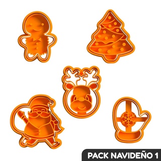 christmas cookie cutter + marker x5 pack 1 Home cookies bakery kit 3d print model - Mito3D