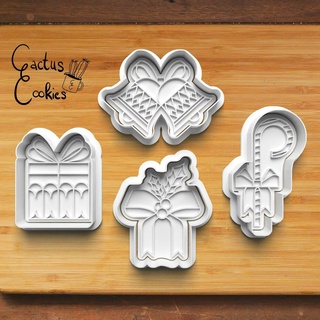 christmas cookie cutter set 0456 Home present gift love xmas baking fondant clay anniversary birthday with stamp polymer embosser commercial license patreon mistletoe bells candy cane 3d print model - Mito3D