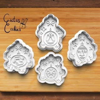 christmas cookie cutter set 0469 present gift love xmas baking fondant clay anniversary birthday stamp polymer embosser commercial license patreon mistletoe bauble tree bell 3d print model - Mito3D