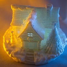 christmas cottage xmas holidays seasonal winter snow building house home light multimaterial mmu palette miniature festive 3d print model - Mito3D