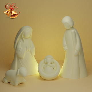 Navidad cuna Arte Navidad árbol estrella alegre Navidad pesebre nacimiento Jesús jose maria 3d print model - Mito3D