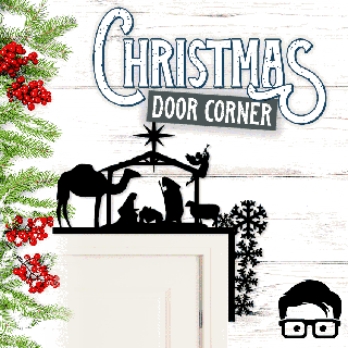 christmas door corner santa decoration decorative home wall winter - am-media 3d print model - Mito3D