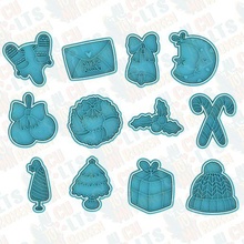 christmas elements cookie cutter set 12 stamp cookies cutters tree gifts holiday year gingerbread man decoration toys 3d print model - Mito3D