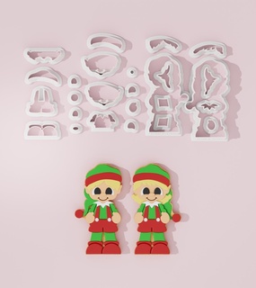 Natale elfo 1 2 biscotto taglierina frese disegni cottura utensili Pasticcino pasta zucchero personalizzato Fai stagione anno evento santa claus 3d print model - Mito3D