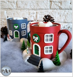 christmas fairy house 2 5 - hot chocolate mug Various village tree gifts kids joy holidays 3d print model - Mito3D
