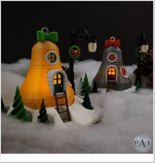 Navidad hada casa 3 5 pequeño campana pueblo árbol regalos niños alegría Días festivos 3d print model - Mito3D