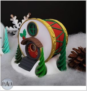 Natal fada casa 5 tambor Vila árvore presentes crianças alegria feriados 3d print model - Mito3D