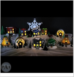 Natale Fata case completare impostato 5 vari villaggio albero Casa i regali ragazzi gioia vacanze 3d print model - Mito3D