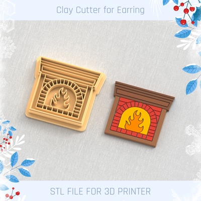 christmas fireplace clay cutter winter earring cutters mini 3 sizes polymer tool jewellry holiday 3d print model - Mito3D