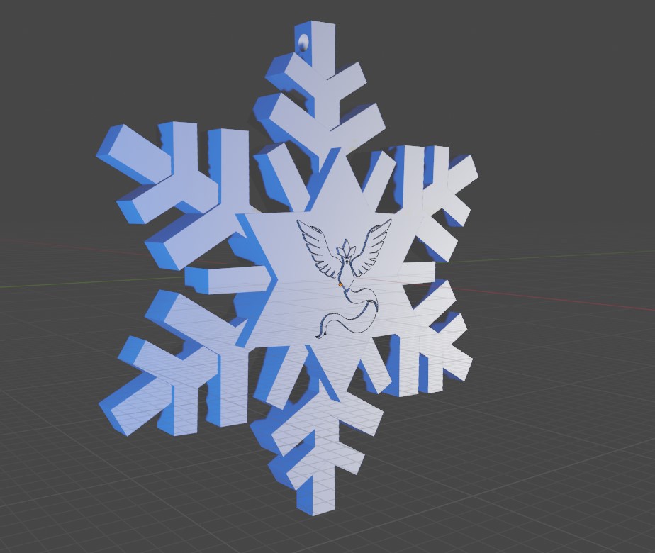 christmas flake pokemon articuno snowflake ornament 3D print model - Mito3D