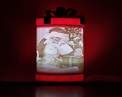 Weihnachten Geschenk zylindrisch Lithophanie Litho Kino Licht Lampe Noel Anime Zeichnung Walzer Disney Aladin 3d print model - Mito3D